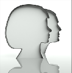 Associate's image Image of male and female profile in silhouette